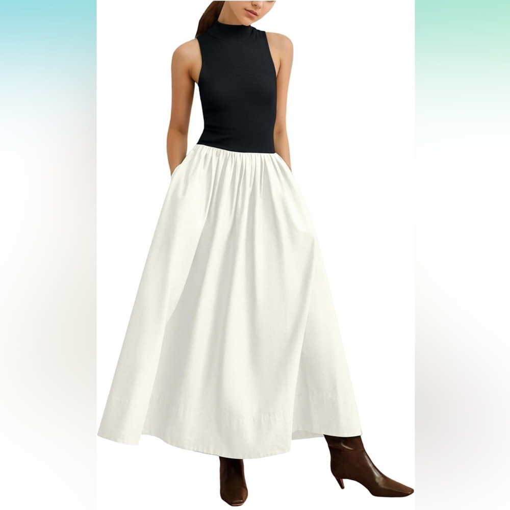 Chic Black and White Maxi Dress